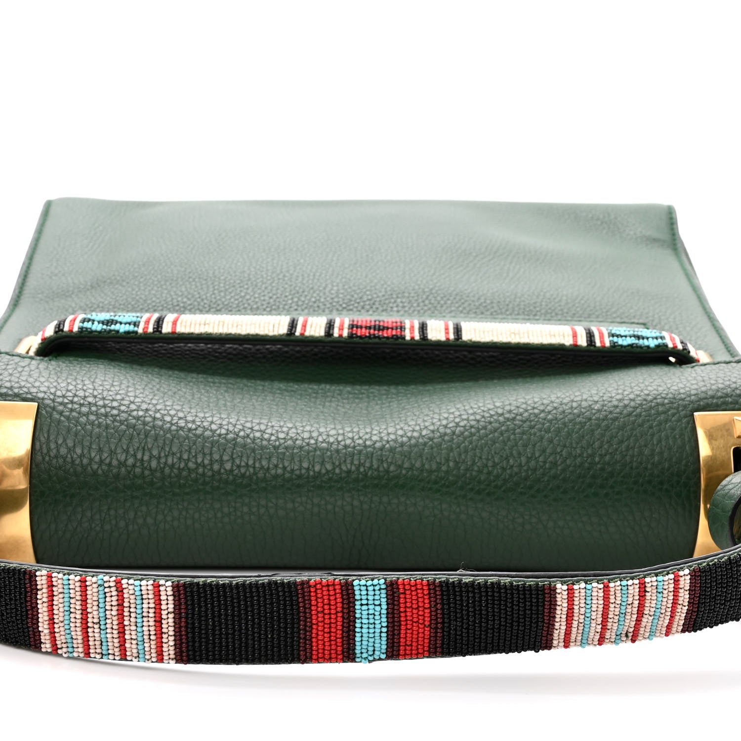 Valentino Garavani Pebbled Calfskin Beaded Medium My Rockstud Frame Bag Green 10 of 10