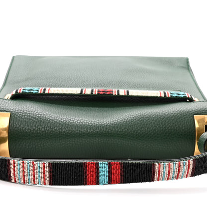 Valentino Garavani Pebbled Calfskin Beaded Medium My Rockstud Frame Bag Green 10 of 10