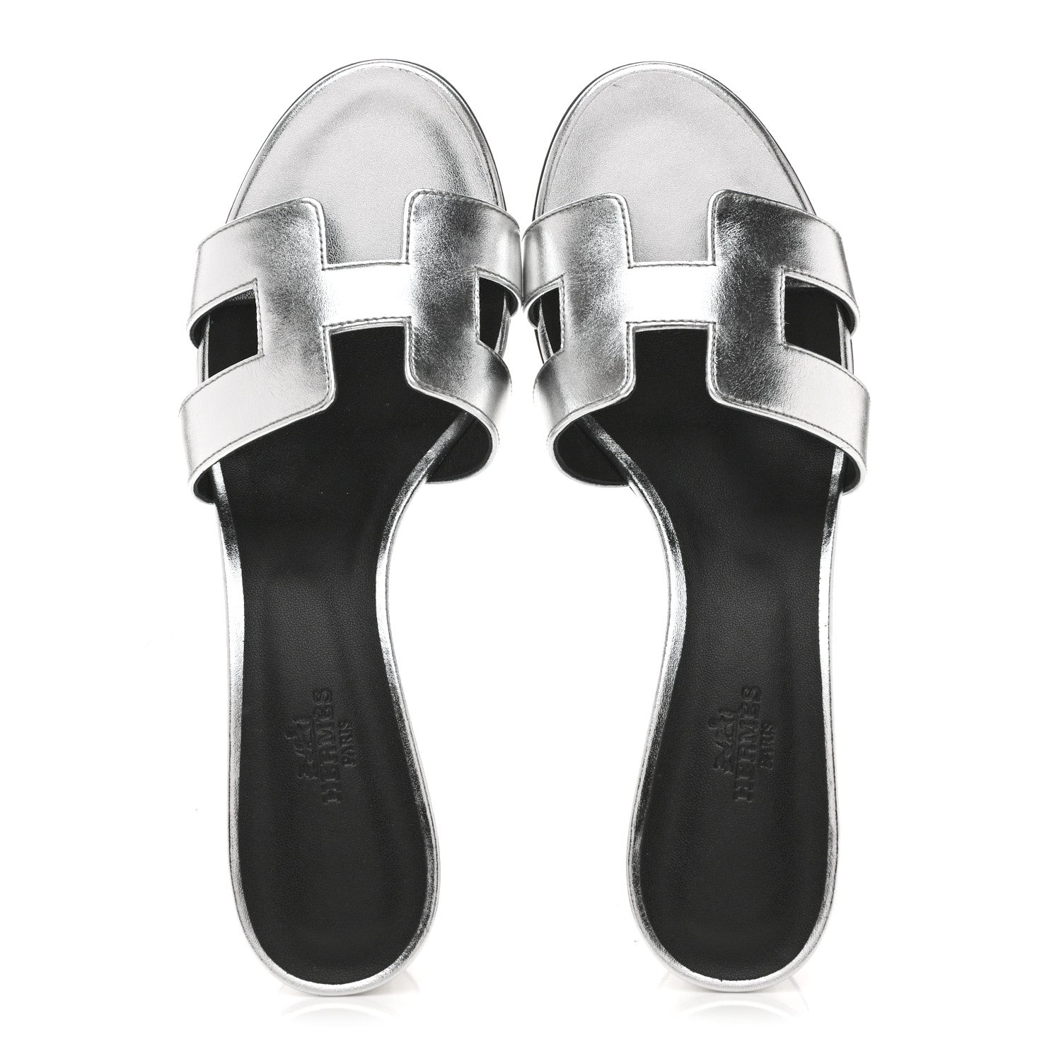 Hermes Metallic Nappa Oasis Sandals 39 Argent 2 of 9