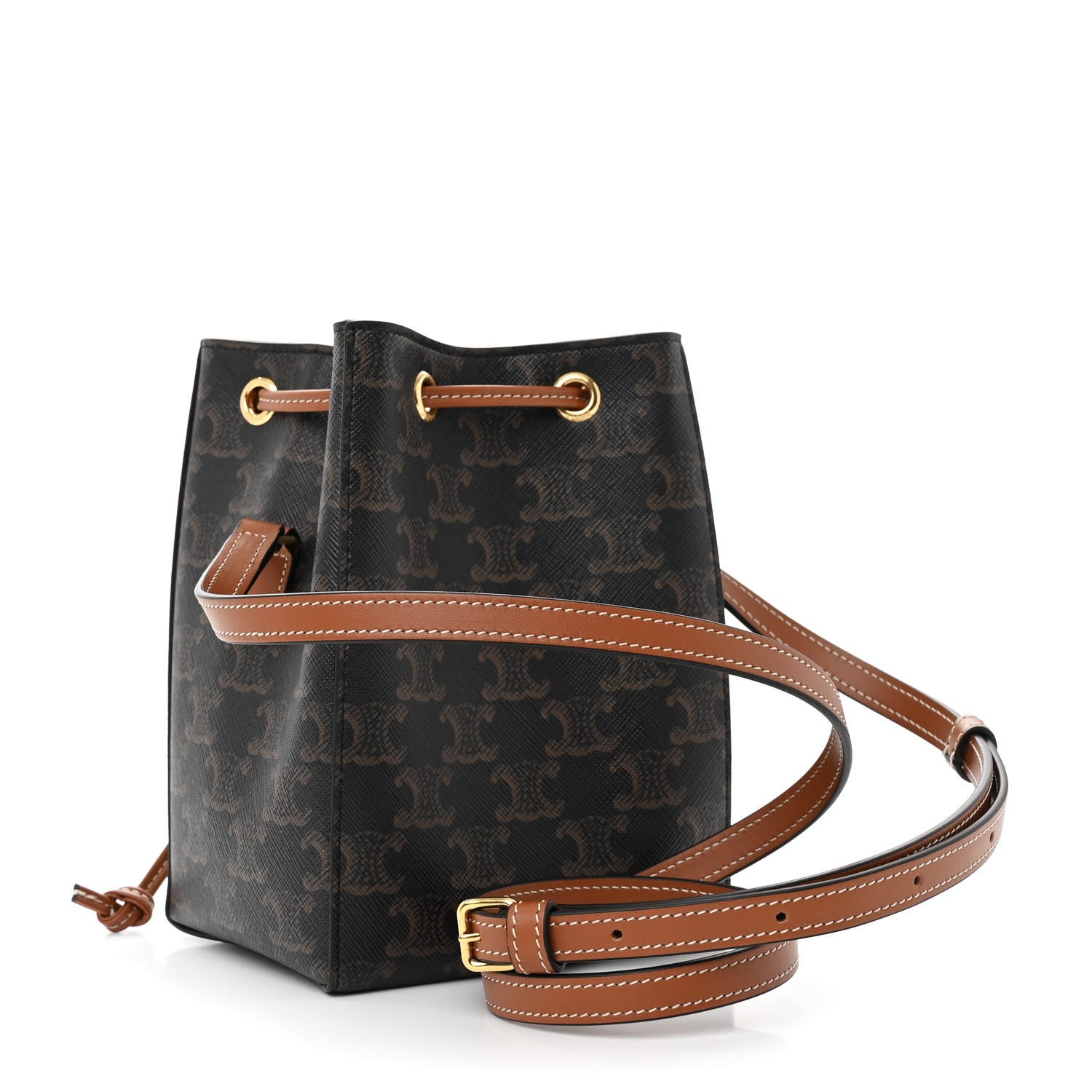 Celine Triomphe Canvas Calfskin Micro Sailor Bag Tan 3 of 11