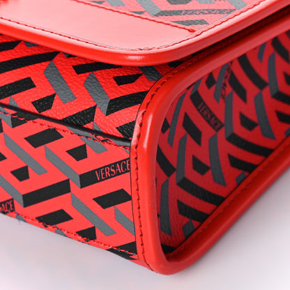 Versace Coated Canvas La Greca Signature Top Handle Bag Blue Red 8 of 8