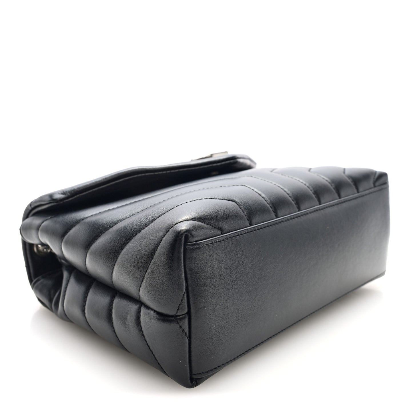 Calfskin Y Quilted Monogram Small Loulou Chain Satchel Black