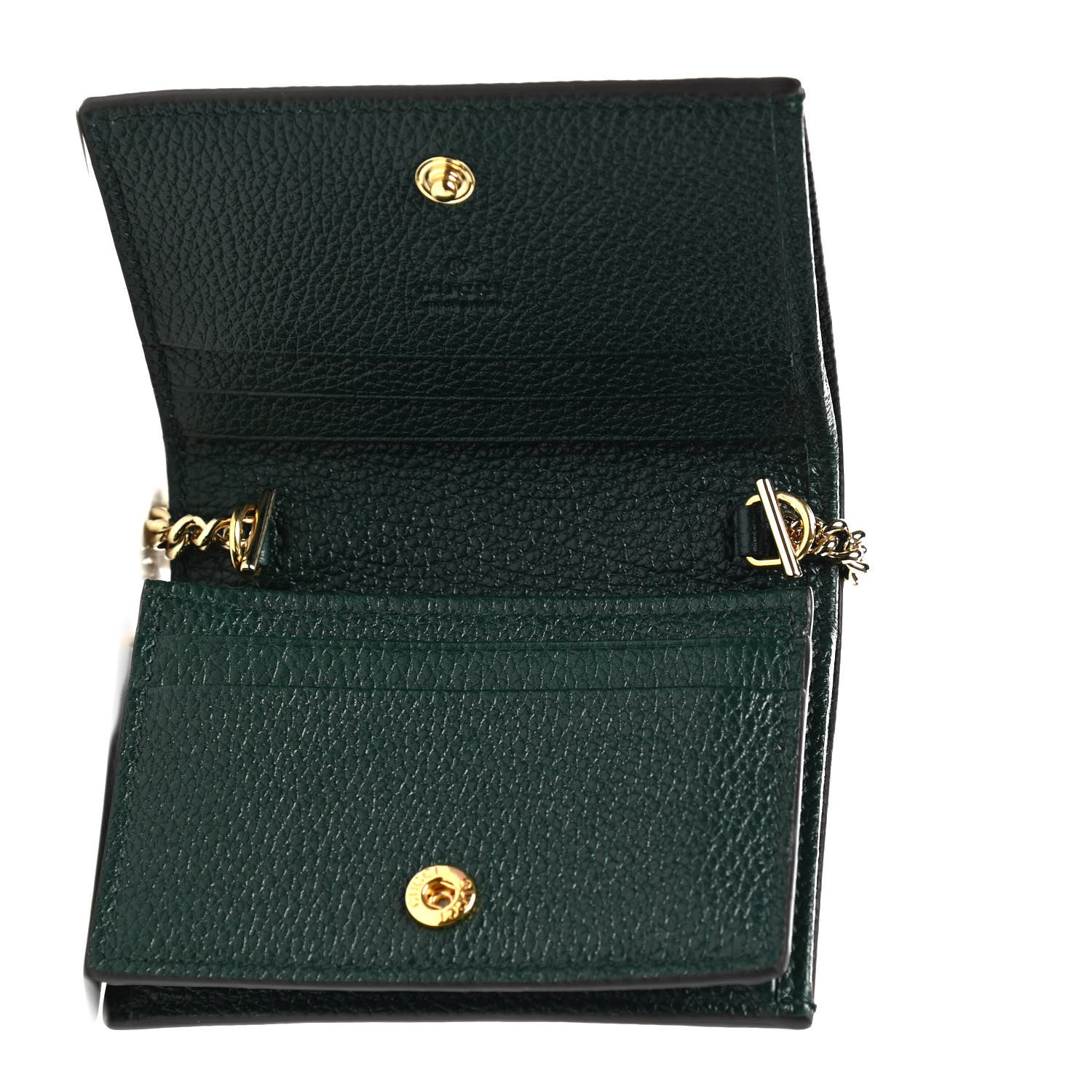 Gucci Grainy Calfskin Zumi Chain Card Case Wallet Vintage Green 5 of 7