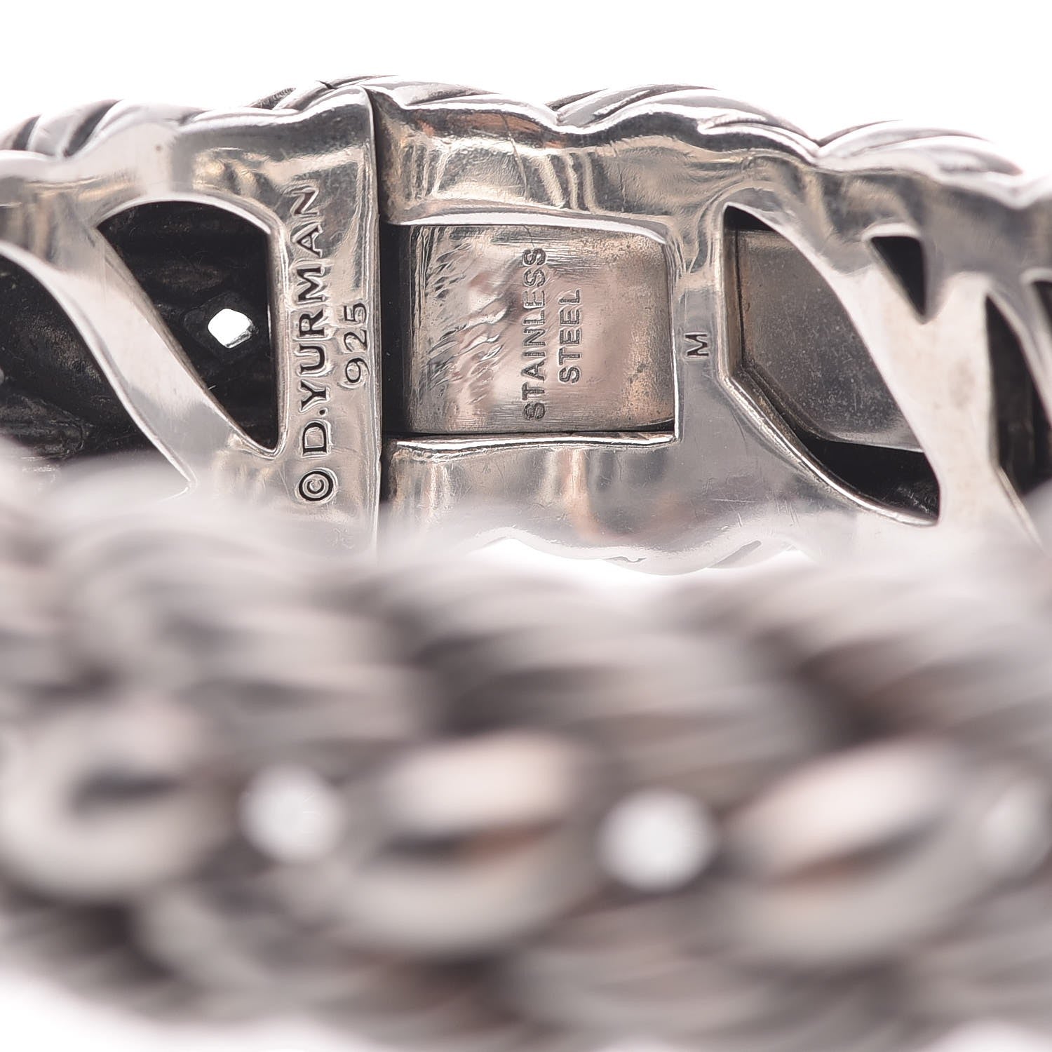 David Yurman Stainless Steel Sterling Silver Woven Cable Cuff M 5 of 5
