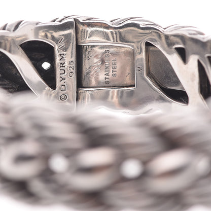 David Yurman Stainless Steel Sterling Silver Woven Cable Cuff M 5 of 5