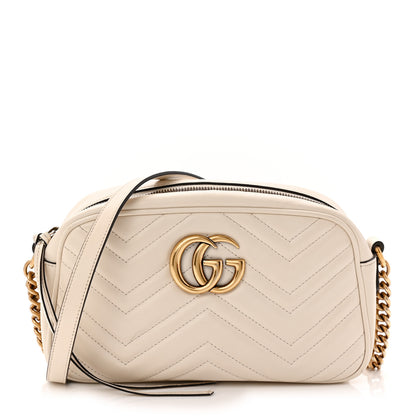 Gucci Calfskin Matelasse Small GG Marmont Chain Shoulder Bag White 1 of 11