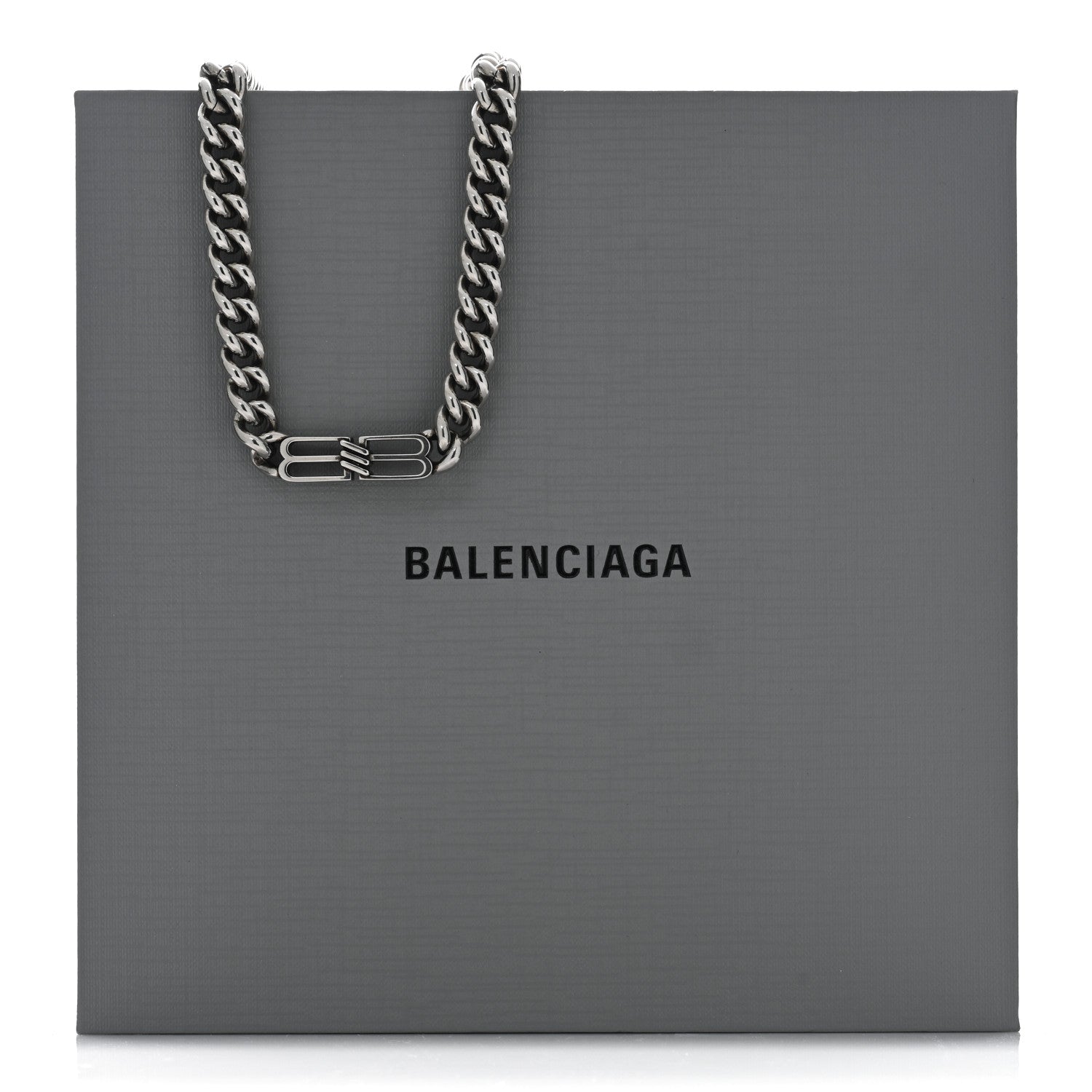 Balenciaga BB Icon Gourmette Necklace Antique Silver 1497899
