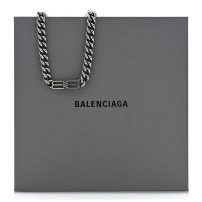 Balenciaga BB Icon Gourmette Necklace Antique Silver 5 of 5