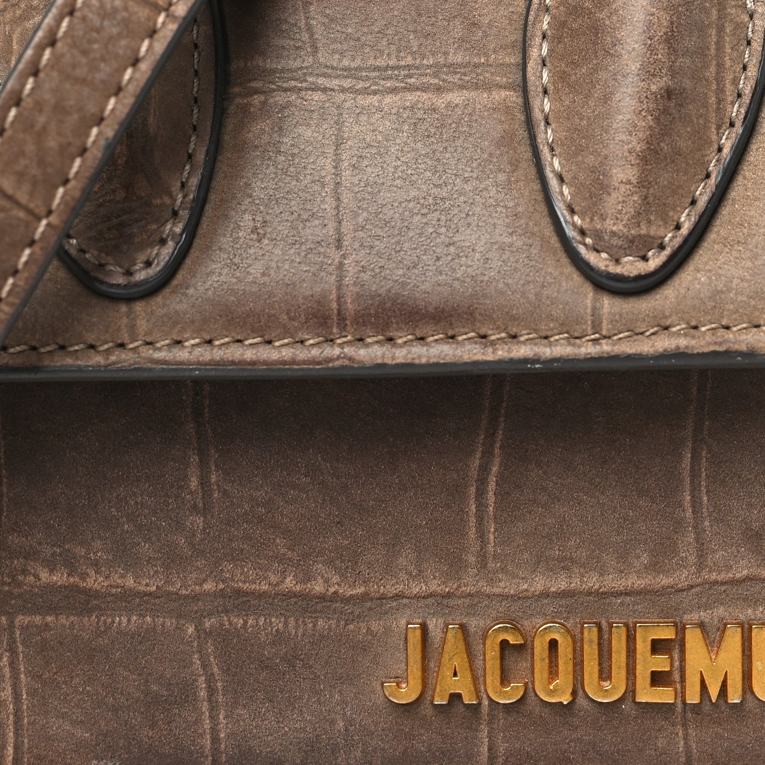 Jacquemus Suede Crocodile Embossed Le Chiquito Brown 7 of 12