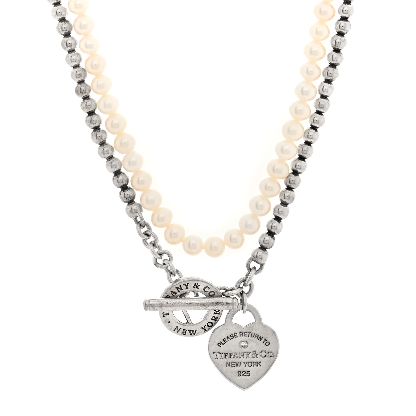 Sterling Silver Diamond Cultured Pearl Return to Tiffany Wrap Necklace