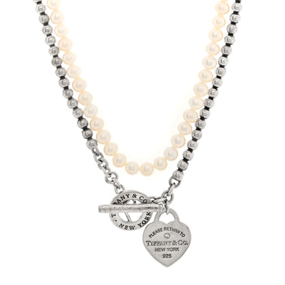 Tiffany Sterling Silver Diamond Cultured Pearl Return to Tiffany Wrap Necklace 1 of 4