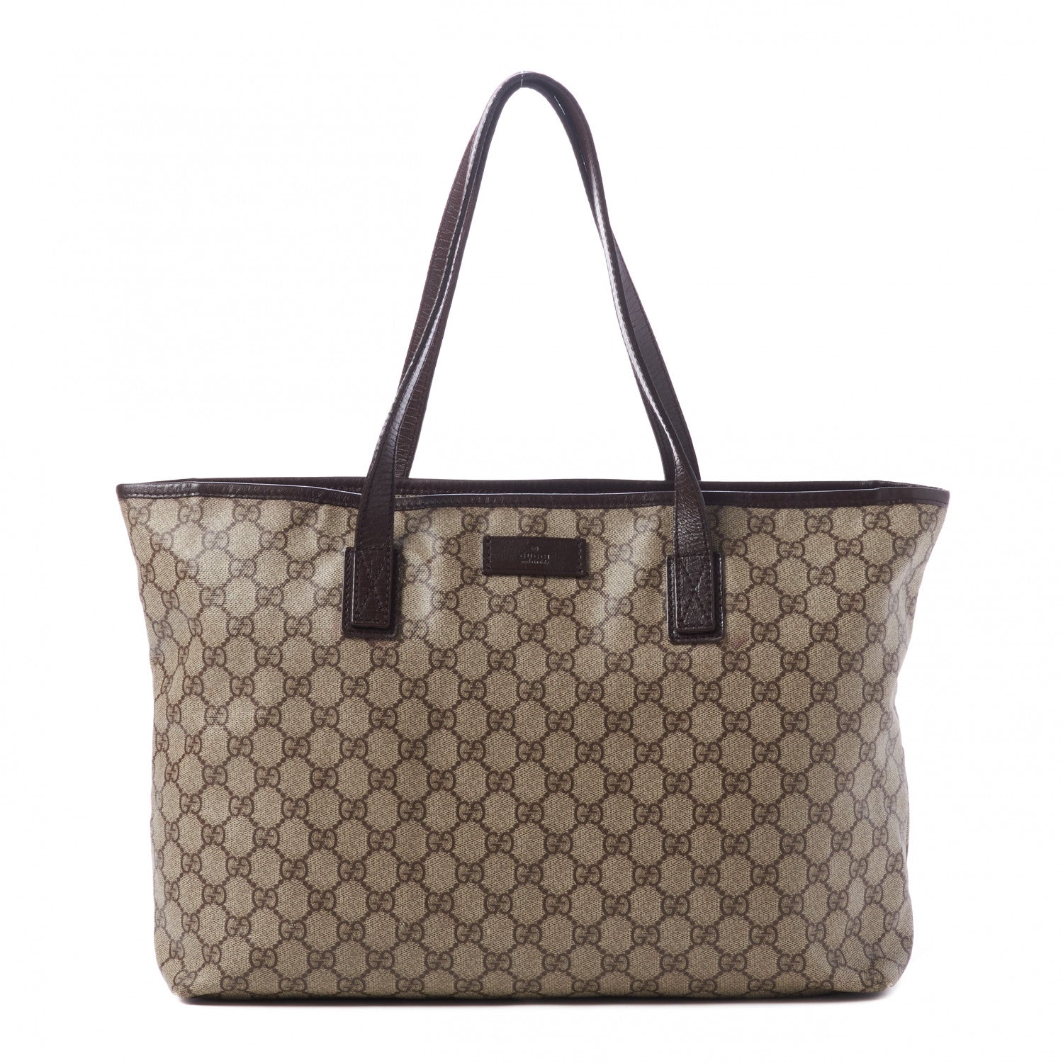 Gucci GG Supreme Monogram Medium Zippered Shopping Tote Dark Brown 1 of 10
