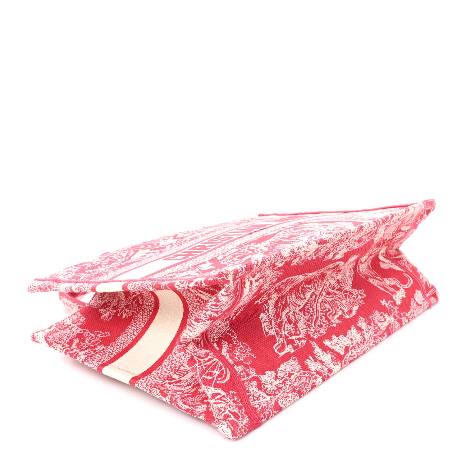 Christian Dior Canvas Embroidered Medium Dioriviera Toile De Jouy Book Tote Raspberry 3 of 10