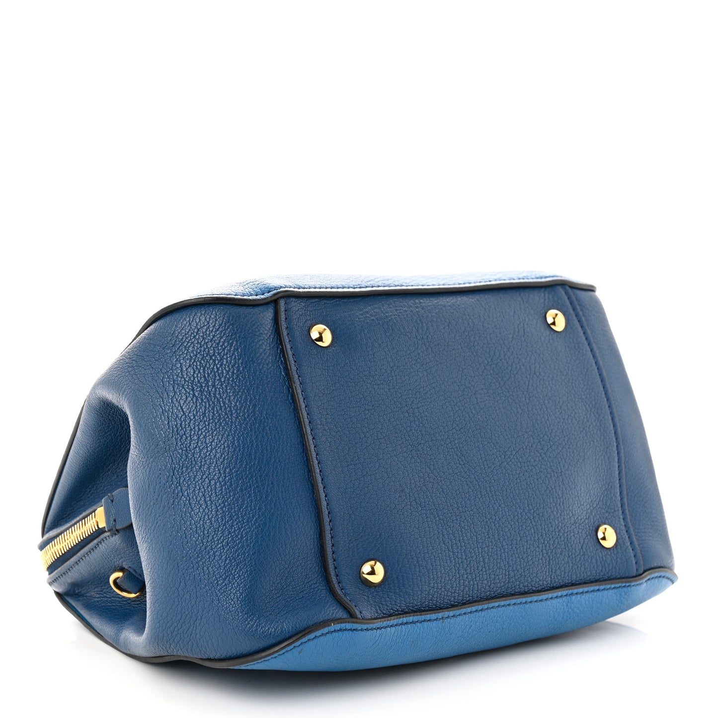 Goatskin Madras Bi-Color Bowling Bag Cobalto Marea