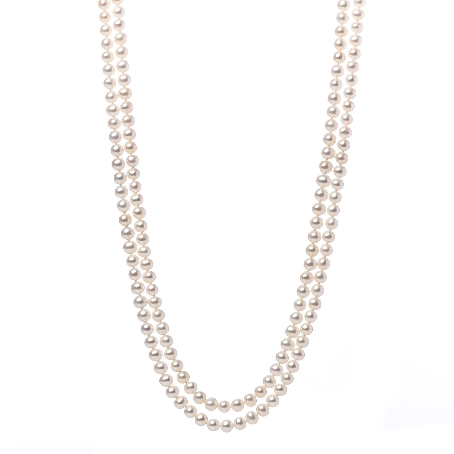 Sterling Silver Pearl 7-7.5mm Ziegfeld Strand Necklace 80"