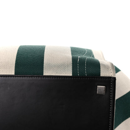 Celine Cotton Canvas Striped Medium Phantom Luggage White Green 16 of 25