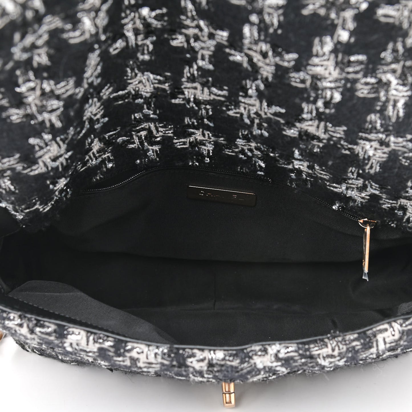 Tweed Quilted Large Chanel 19 Flap Black Silver Ecru