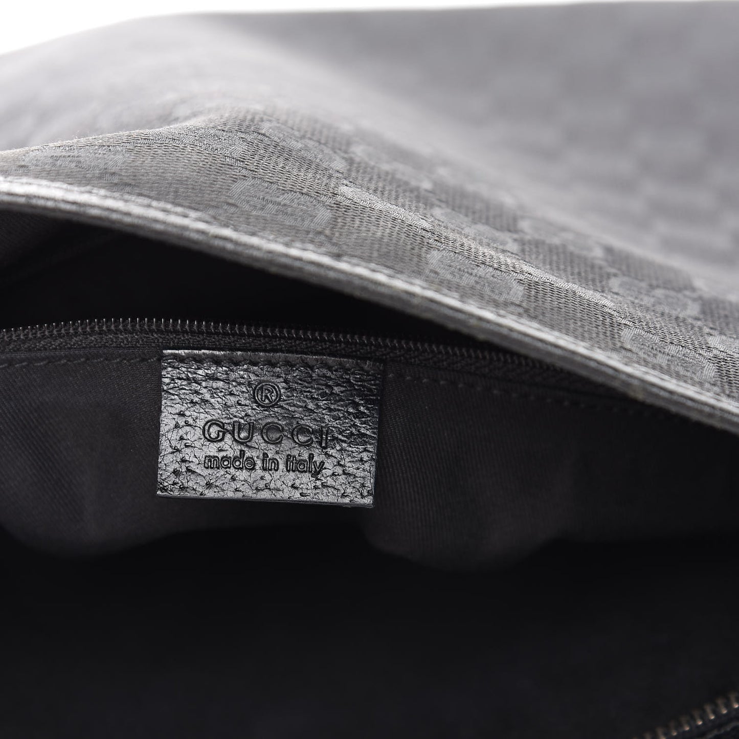 GG Supreme Monogram Medium Flat Messenger Bag Black Grey