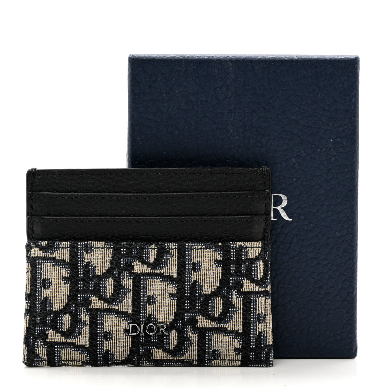 Christian Dior Grained Calfskin Oblique Card Holder Black 8 of 8