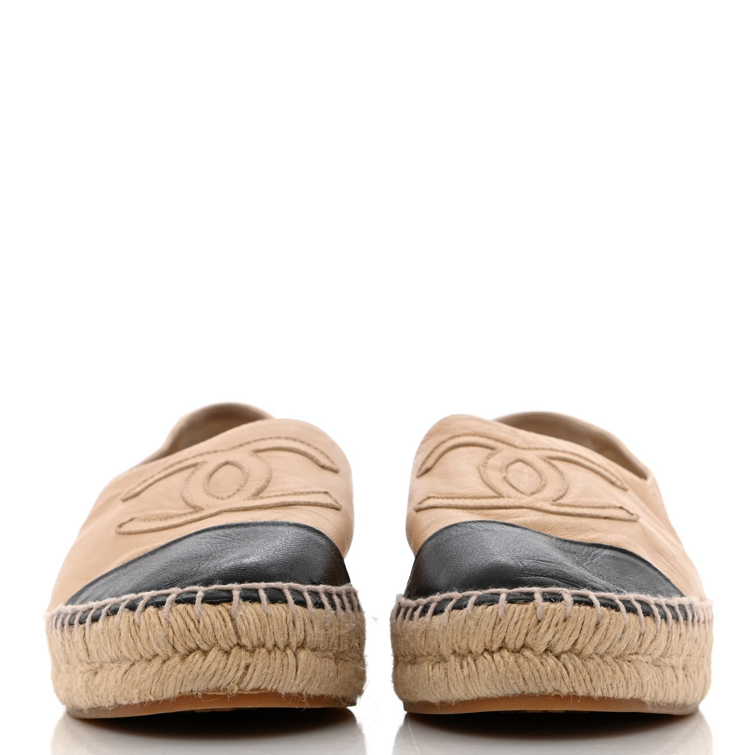 Chanel Lambskin CC Espadrilles 37 Beige Black 2 of 11