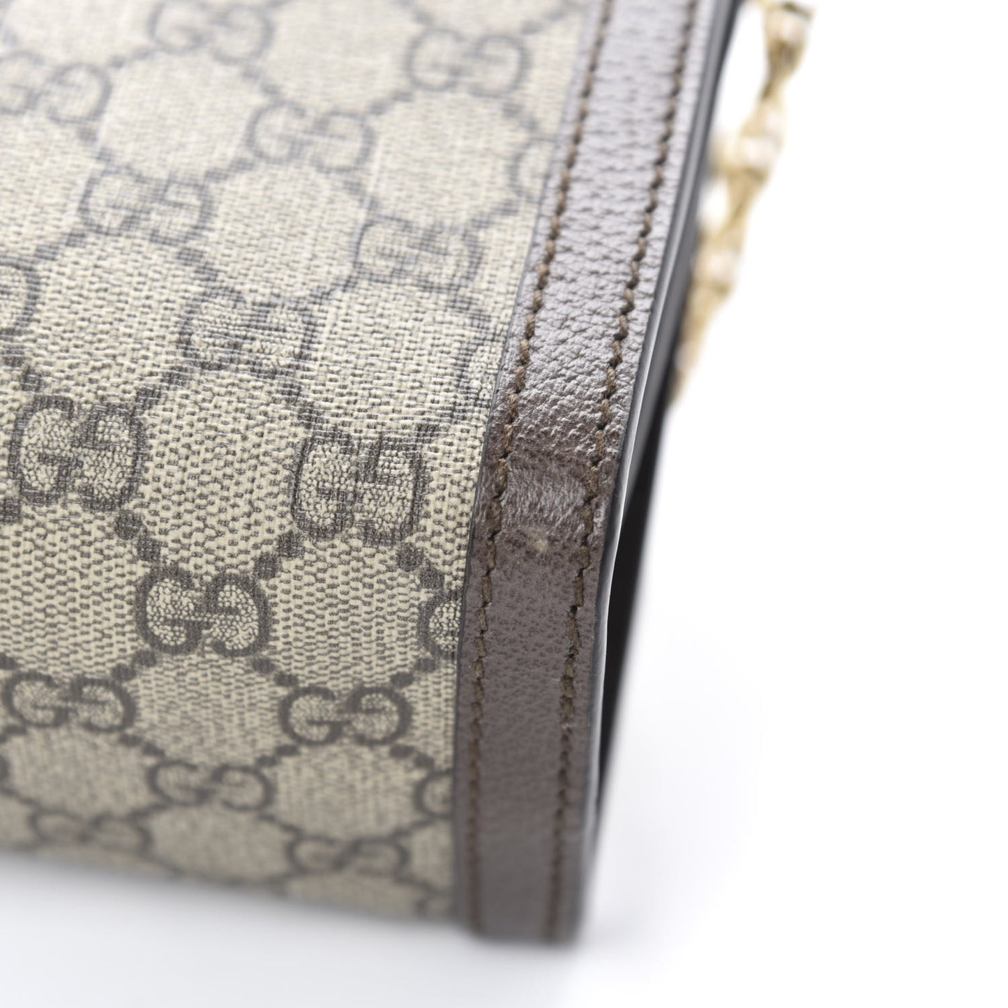GG Supreme Monogram Web Medium Ophidia Chain Shoulder Bag Brown
