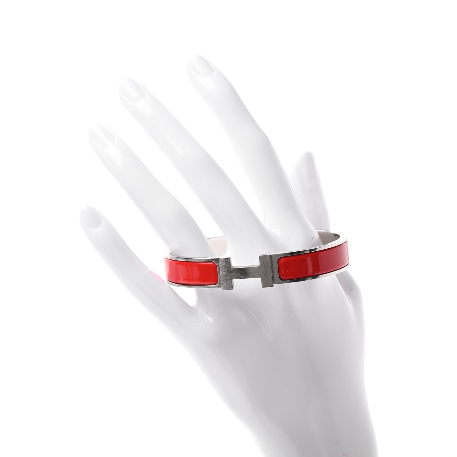 Hermes Matte Enamel Narrow Clic Clac H Bracelet PM Rouge Vif 2 of 5