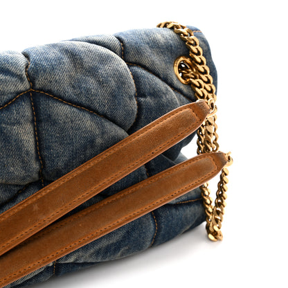 Saint Laurent Denim Quilted Small Loulou Puffer Monogram Chain Satchel Blue Cinnamon 11 of 12
