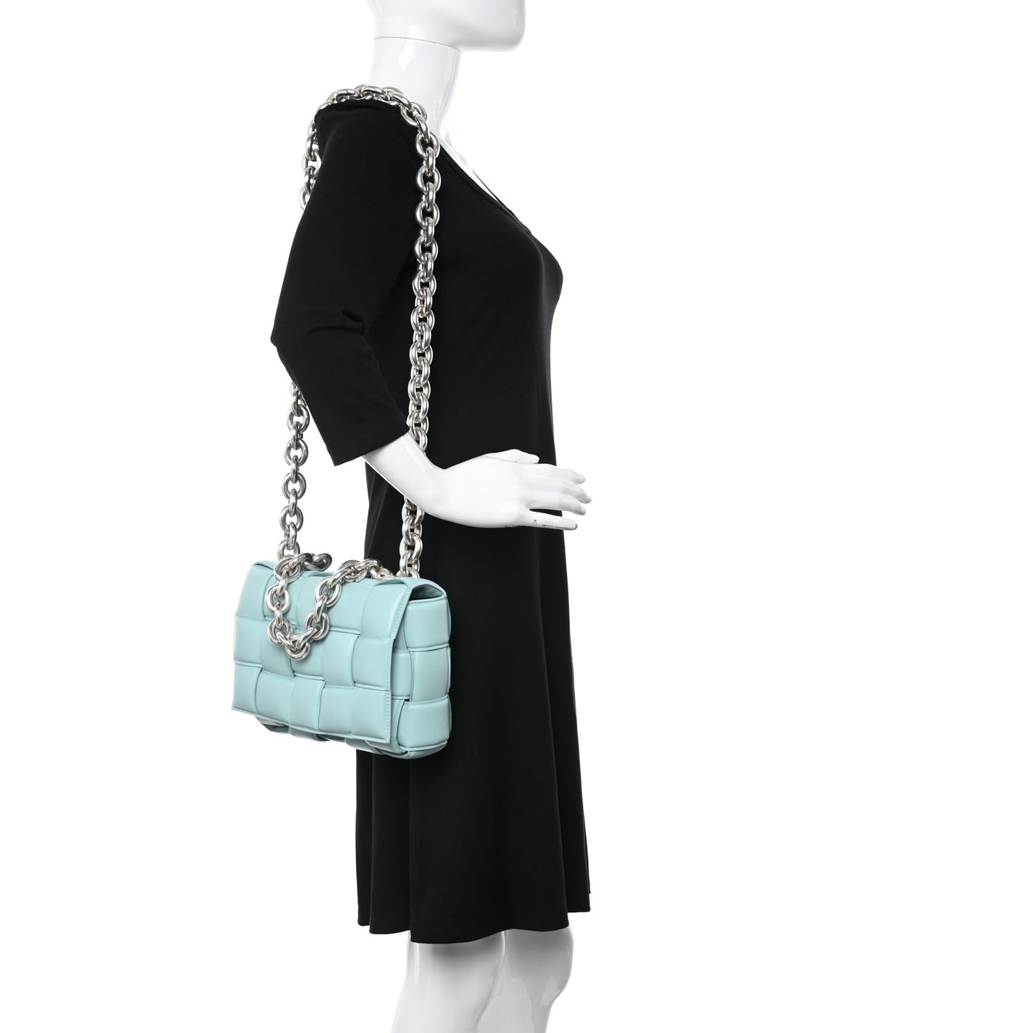 Lambskin Maxi Intreccio Padded Chain Cassette Crossbody Bag Spearmint