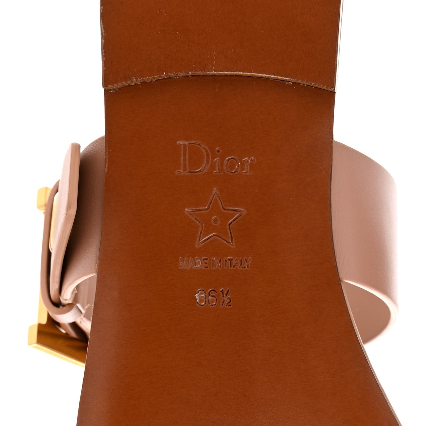 Calfskin D-Dior Slide Sandals 36.5 Rose De Vents