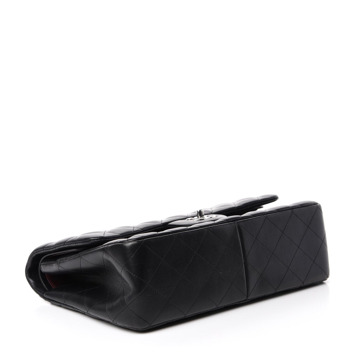 Lambskin Quilted Jumbo Double Flap Black