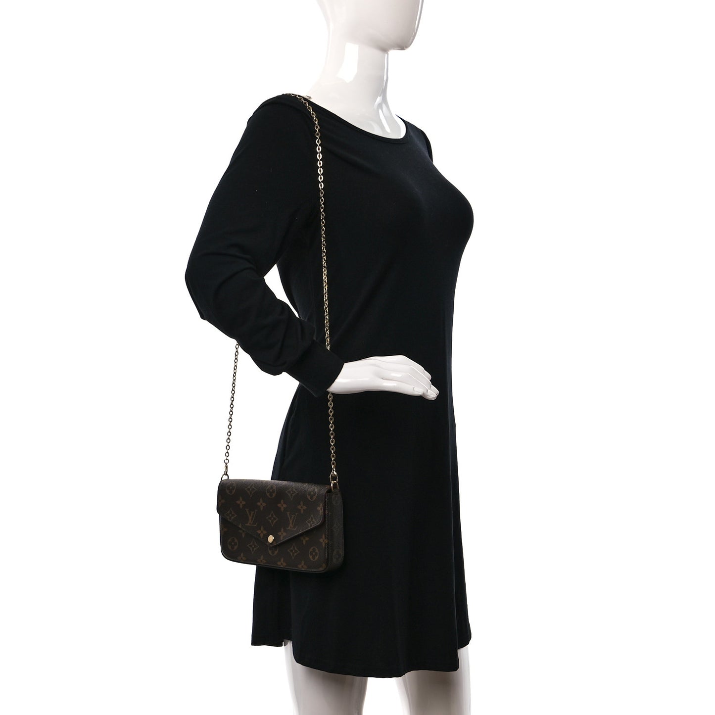 Monogram Pochette Felicie Chain Wallet Fuchsia