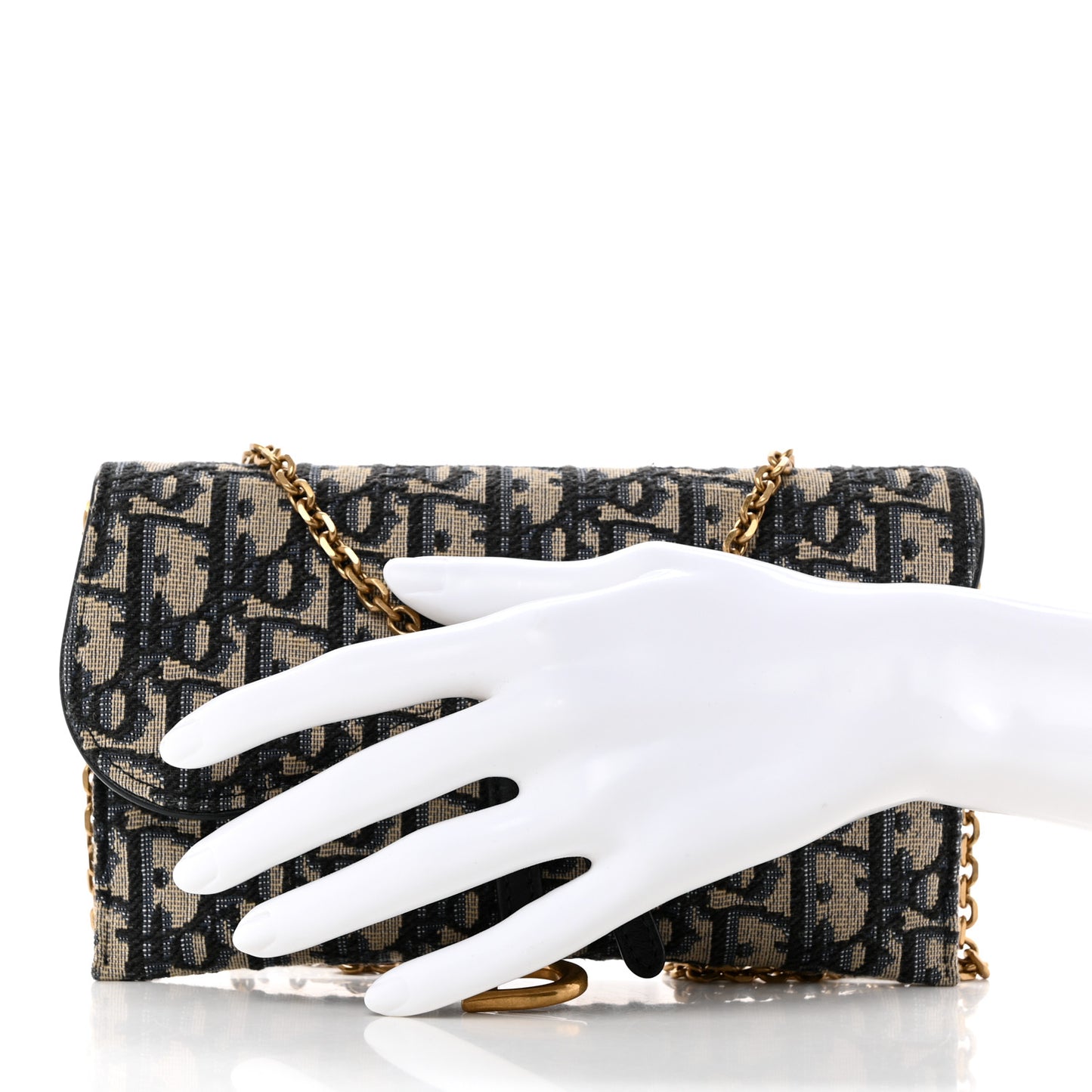 Oblique Saddle Chain Long Wallet Blue
