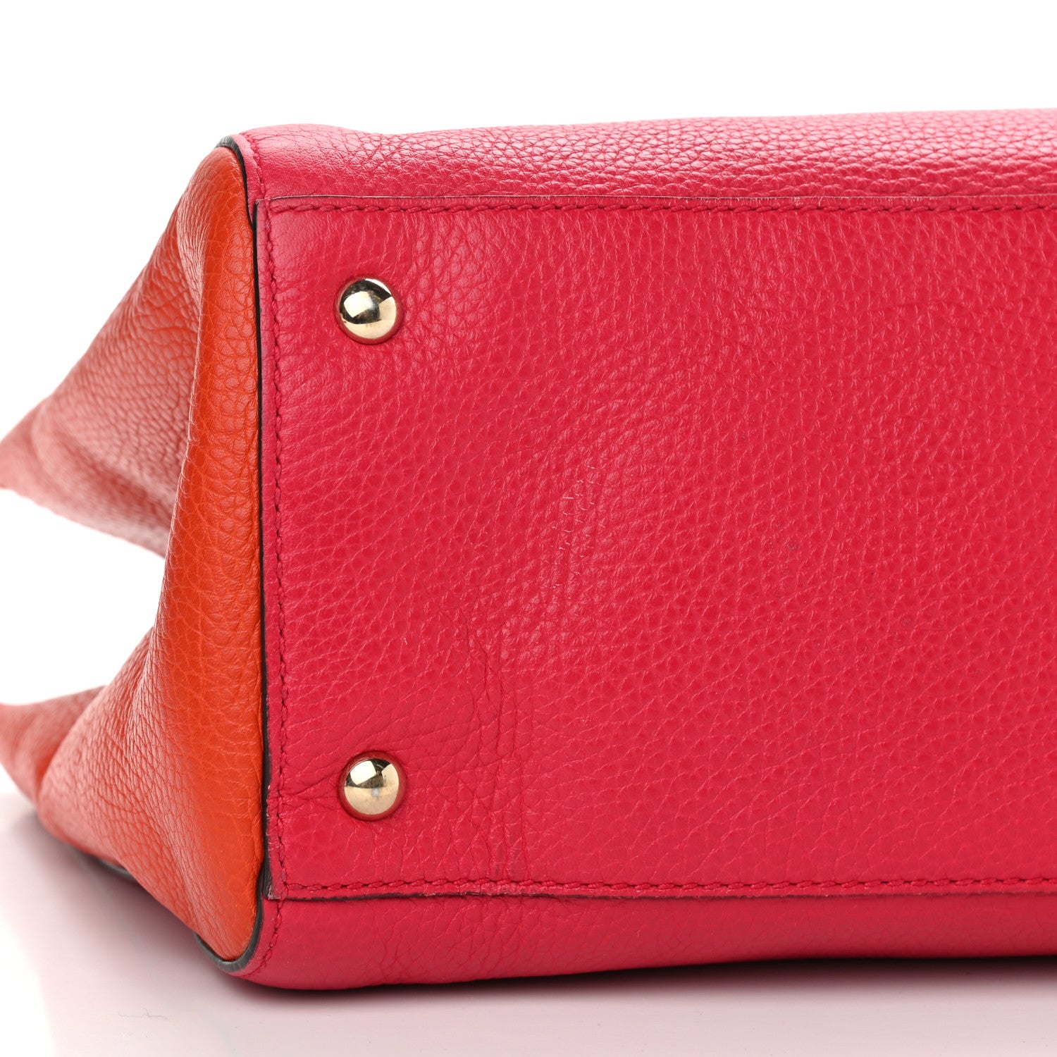 Gucci Pebbled Calfskin Bi-Color Medium Bamboo Shopper Tote Fuchsia Orange 10 of 17