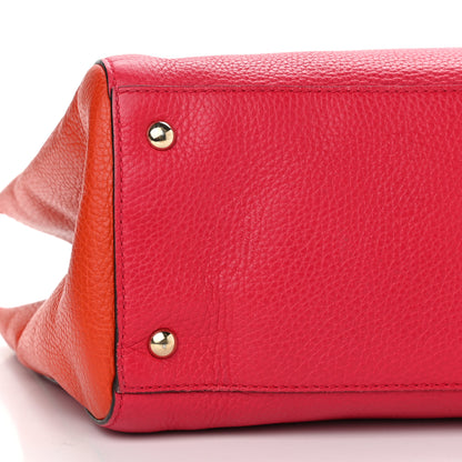 Gucci Pebbled Calfskin Bi-Color Medium Bamboo Shopper Tote Fuchsia Orange 21 of 37