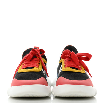 Hermes Knit Suede Goatskin Womens Crew Sneakers 38 Multicolor 2 of 8