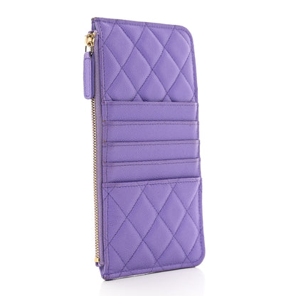 Chanel Caviar Quilted Classic Flat Wallet Pouch Purple 3 of 10