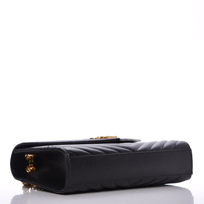 Saint Laurent Grain De Poudre Matelasse Chevron Medium Monogram Satchel Black 4 of 8