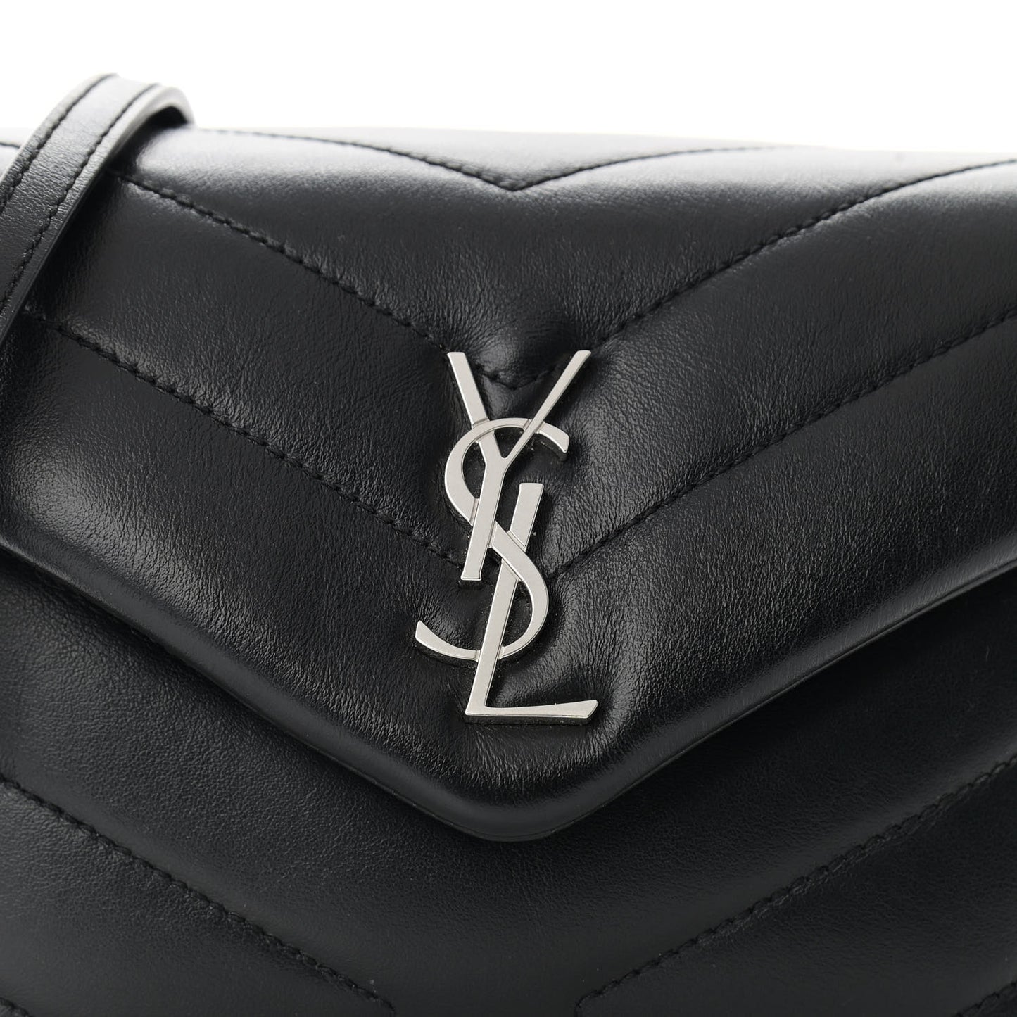 Calfskin Y Quilted Monogram Toy Loulou Crossbody Bag Black