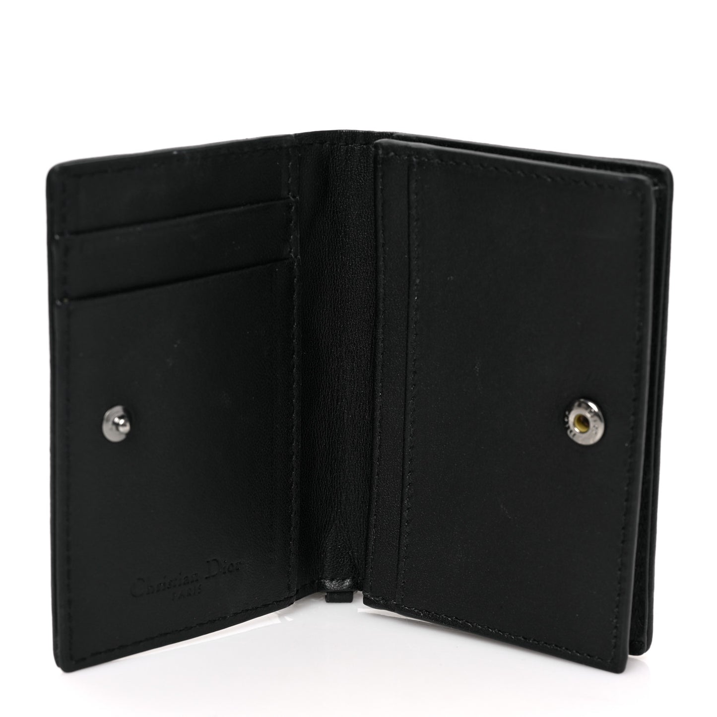Lambskin Cannage Small Lady Dior Flap Card Holder Black