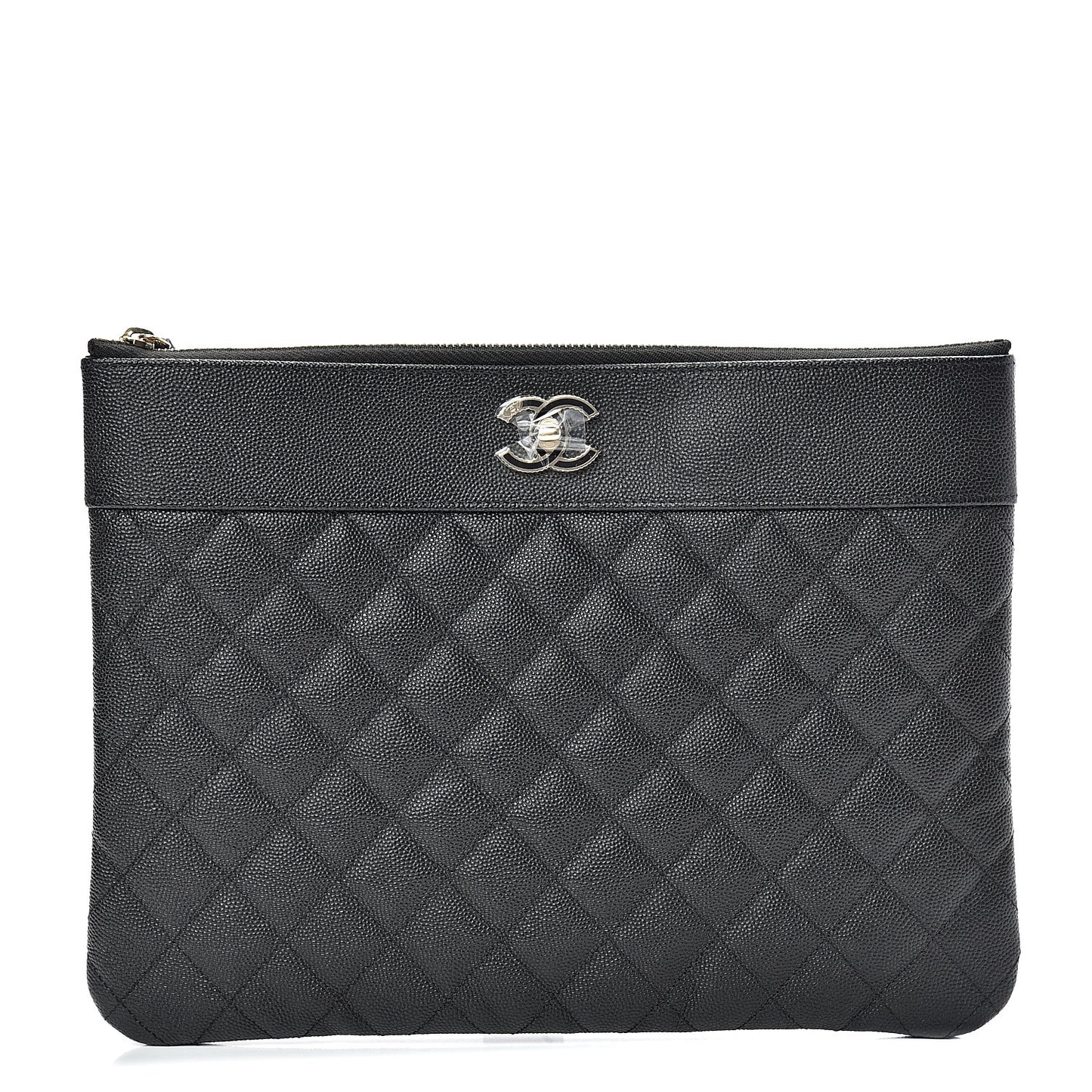 Caviar Quilted Medium Vintage Mademoiselle Cosmetic Case Black