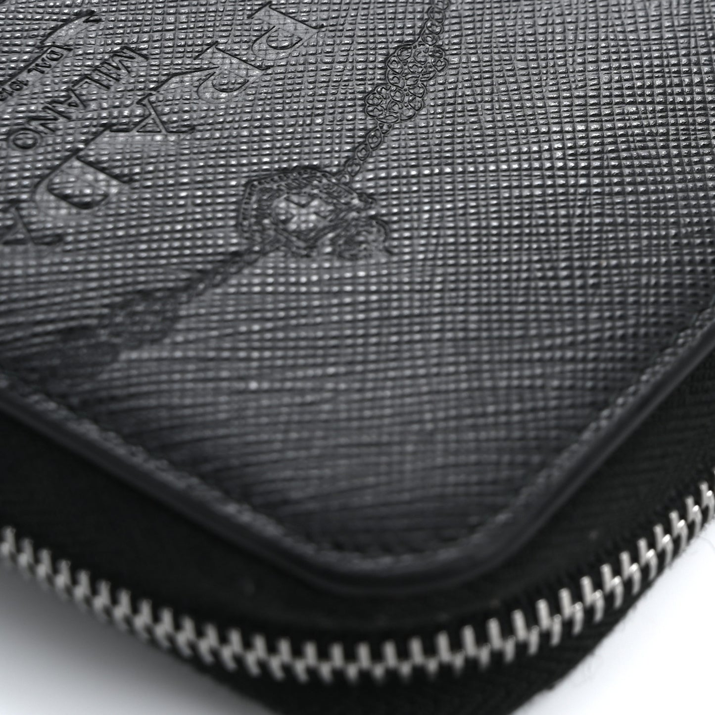 Saffiano Embossed Zip Around Wallet Black