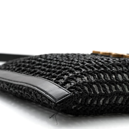 Saint Laurent Raffia Calfskin Oxalis Shoulder Bag Black 9 of 11