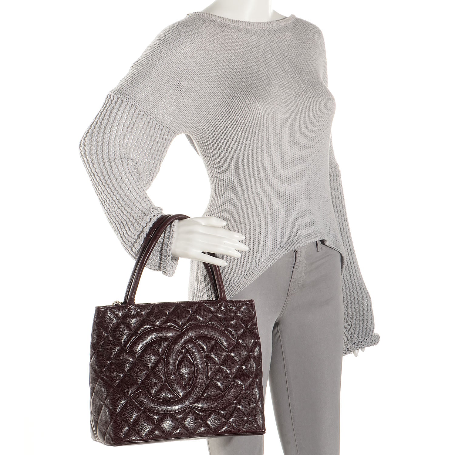 Chanel Caviar Medallion Tote Bordeaux 2 of 8