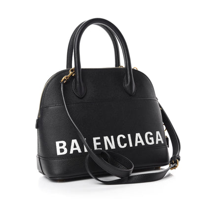 Balenciaga Signature Grained Calfskin Logo S Ville Top Handle Bag Black 3 of 10