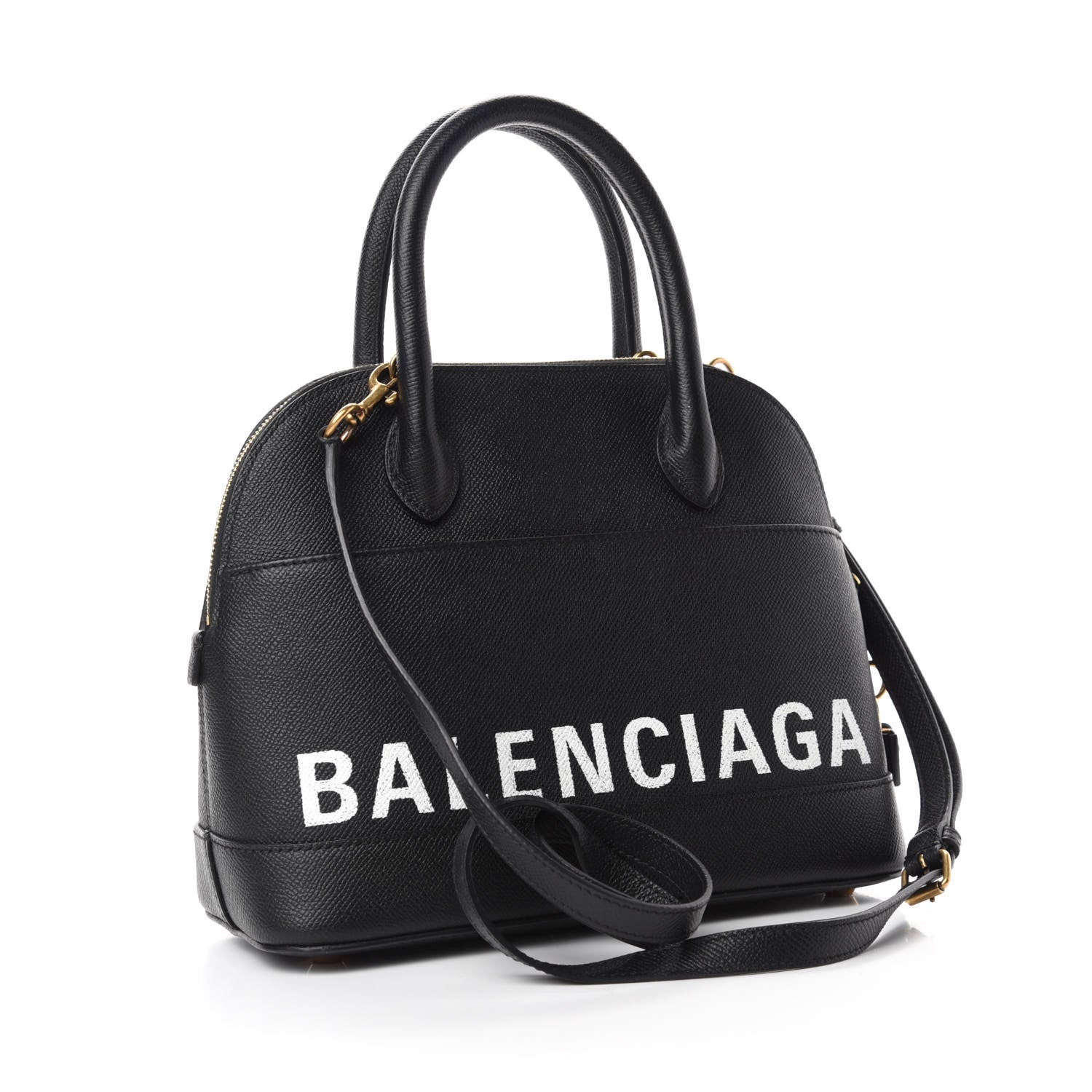 Balenciaga Signature Grained Calfskin Logo S Ville Top Handle Bag Black 3 of 10
