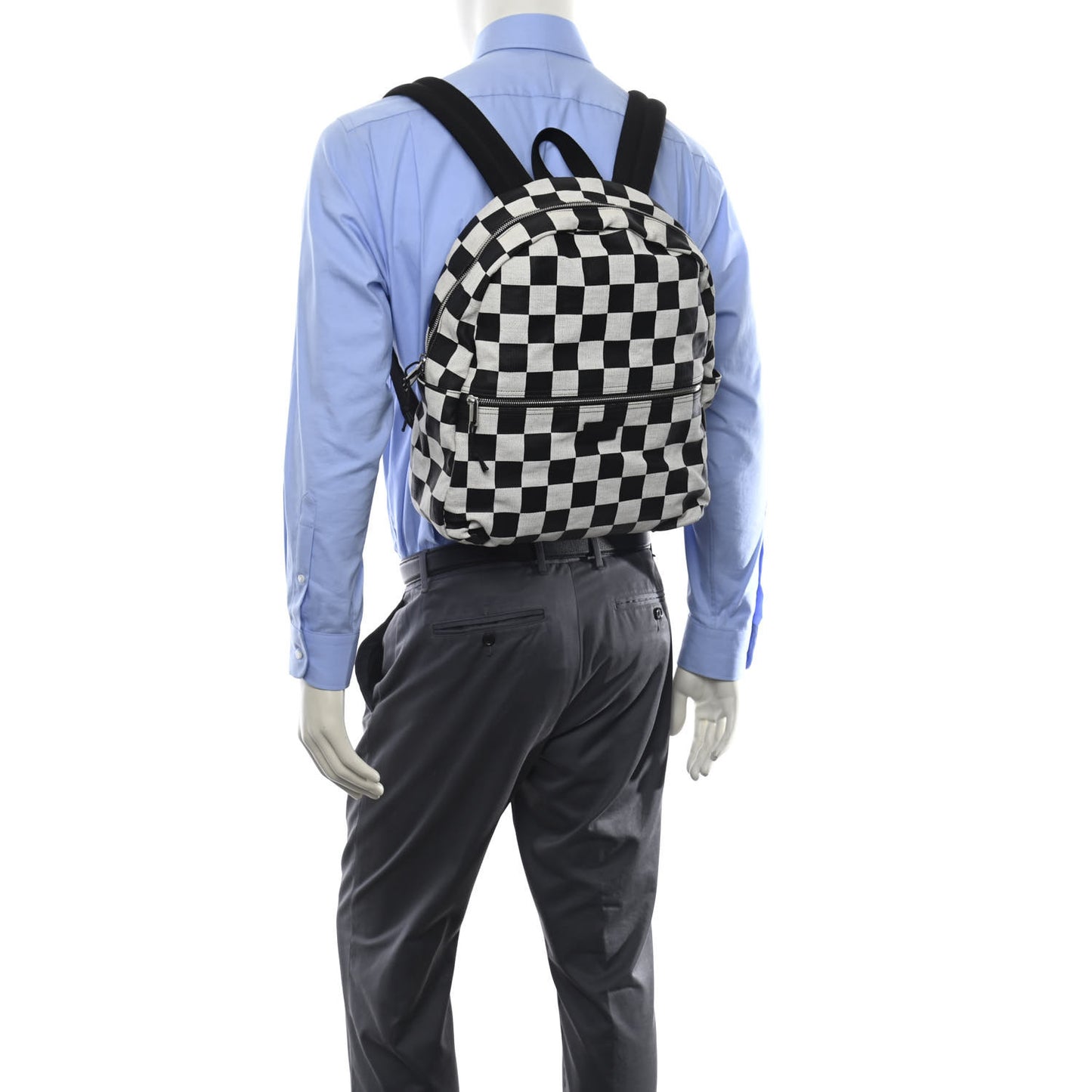 Calfskin Checked Print Nuxx Backpack Black White
