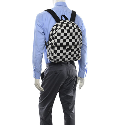 Saint Laurent Calfskin Checked Print Nuxx Backpack Black White 2 of 12