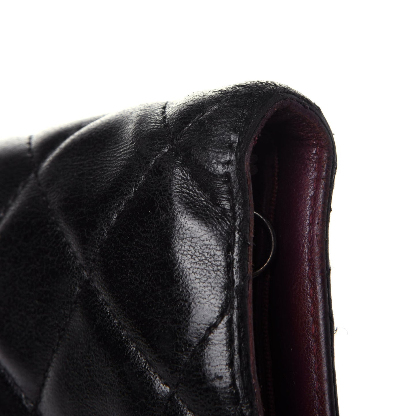 Lambskin Quilted Yen Wallet Black