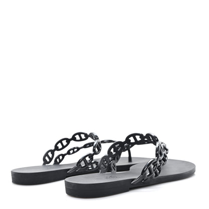 Hermes Rubber Chaine d'Ancre Island Sandals 39 Black 5 of 9