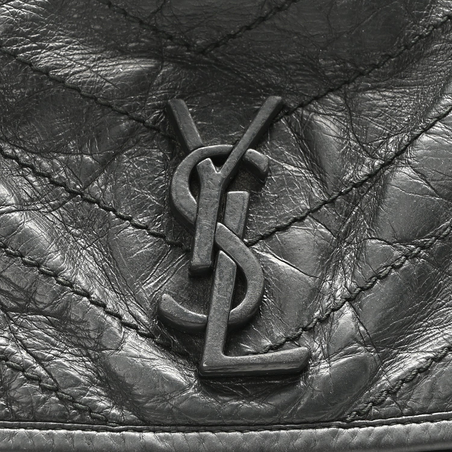 Saint Laurent Crinkled Calfskin Matelasse Monogram Medium Niki Chain Satchel Storm 8 of 10